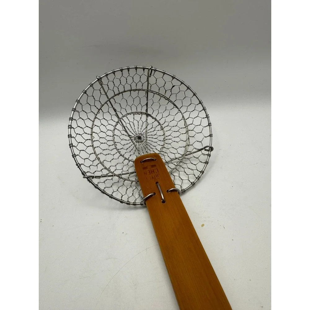 Joyce Chen ‎ Stainless Steel Wire Mesh Skimmer Spider Strainer Wooden Handle